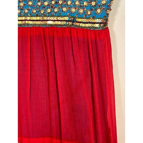 Roop Darsham Lehenga Dress Choli Red Beaded Sequin Metallic Anarkali Indian - Picture 4 of 13